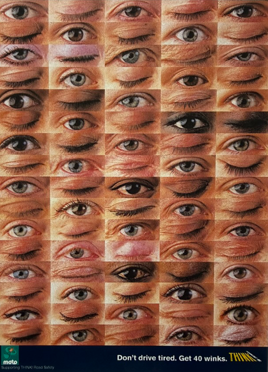 COI campaign- A collage of various human eyes, some open and some closed, with different eye colors and eyelid shapes. AMV BBDO. Design