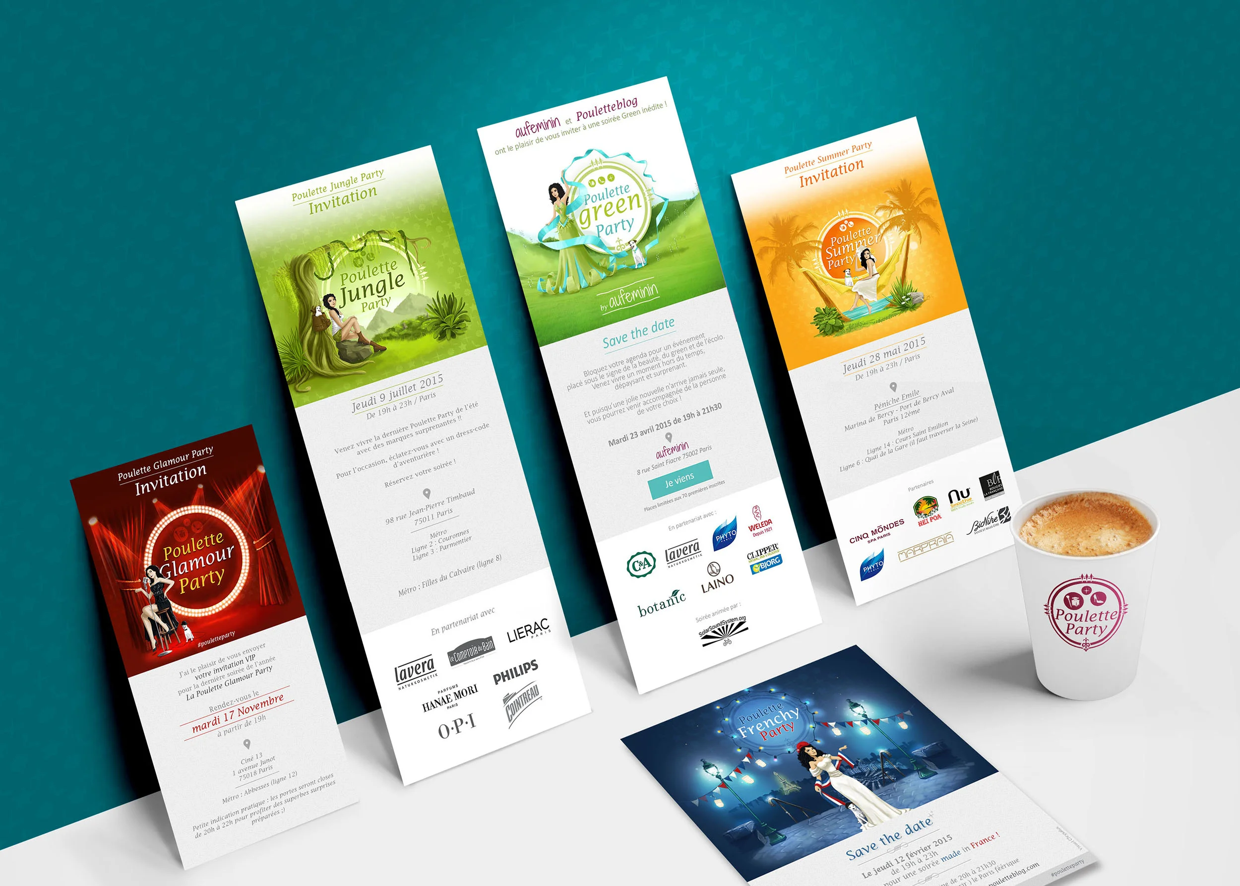  Déclinaison des visuels au format web pour le "save the date" et "l'invitation" 