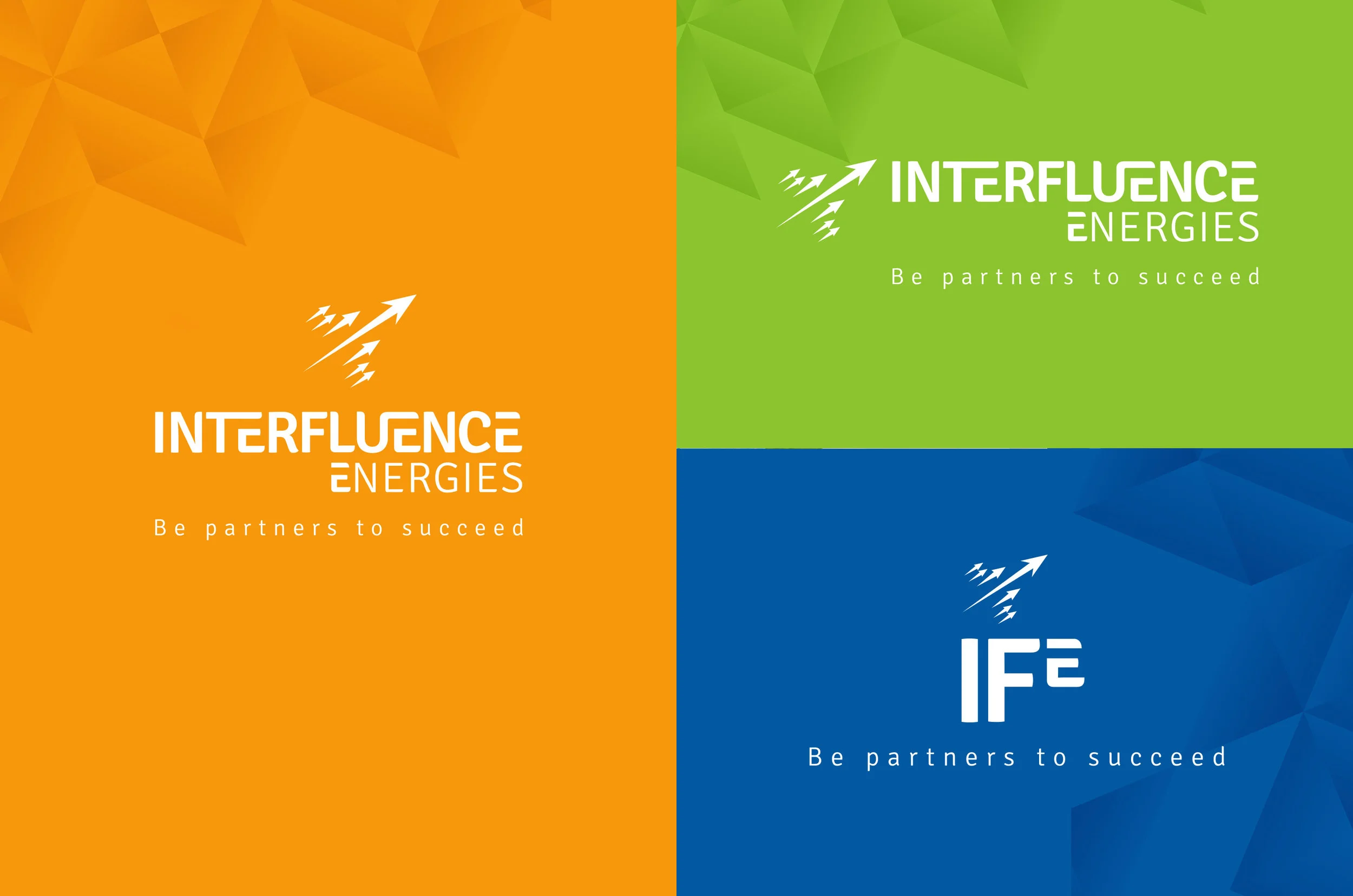  Nouvelle identité Interfluence Energies. Palette des différents formats de fonctionnement du logo.&nbsp; 