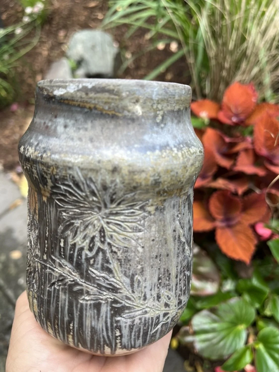 train kiln carved botanical short vase 2.jpeg