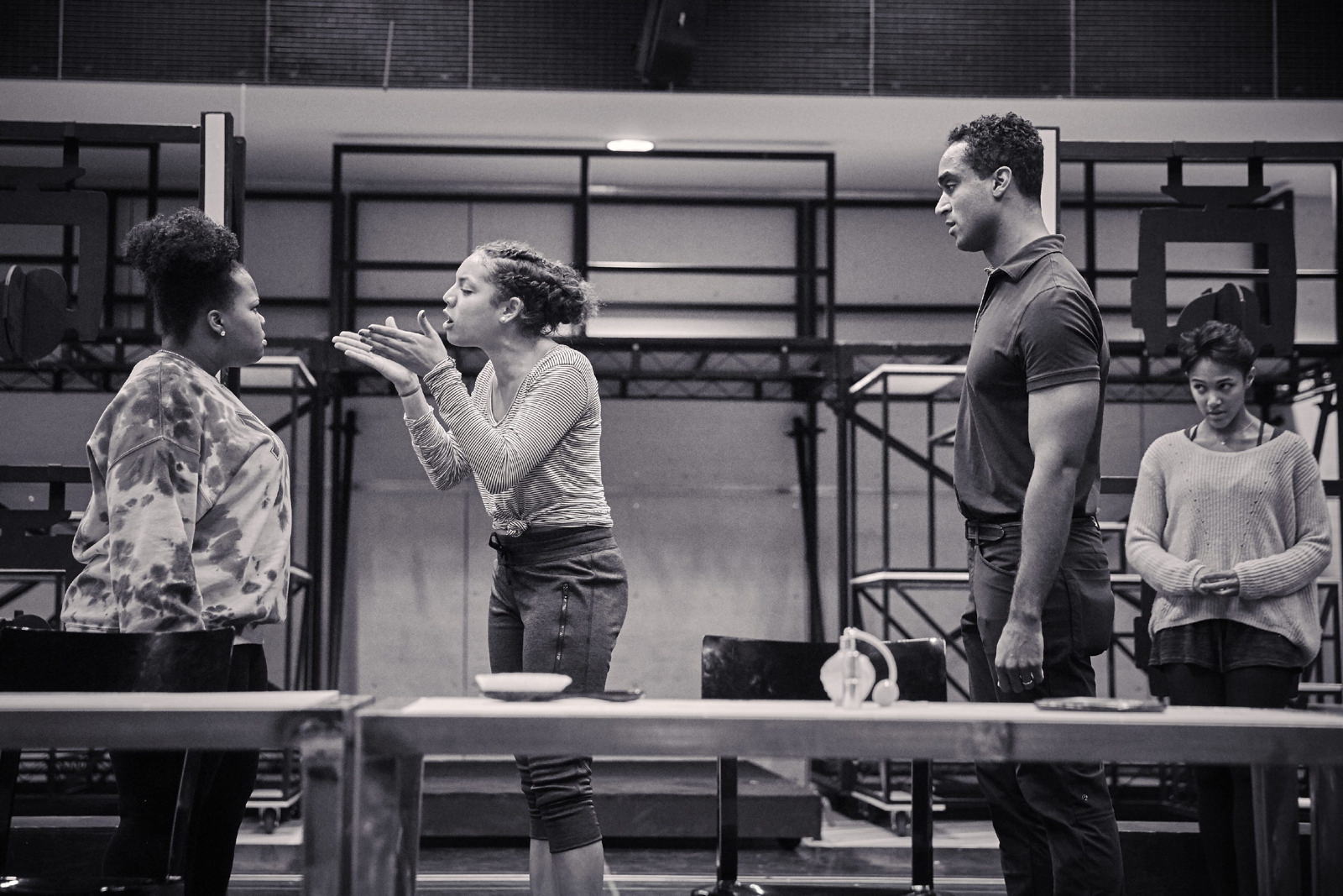 28-Amber Riley, Liisi LaFontaine, Joe Aaron Reid and Lily Frazer in rehearsals for Dreamgirls..JPG