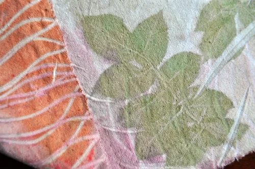 Silk Noil, Eco-Bundled with rose leaves from my garden. This is one of many that will be in my shop on Saturday!