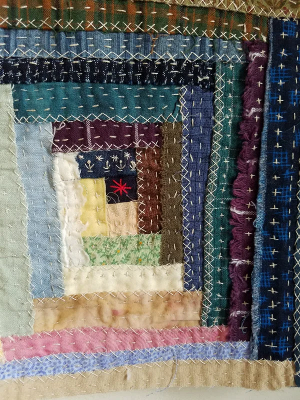 Detail, raw edge log cabin tapestry. Destined for the perfect frame.