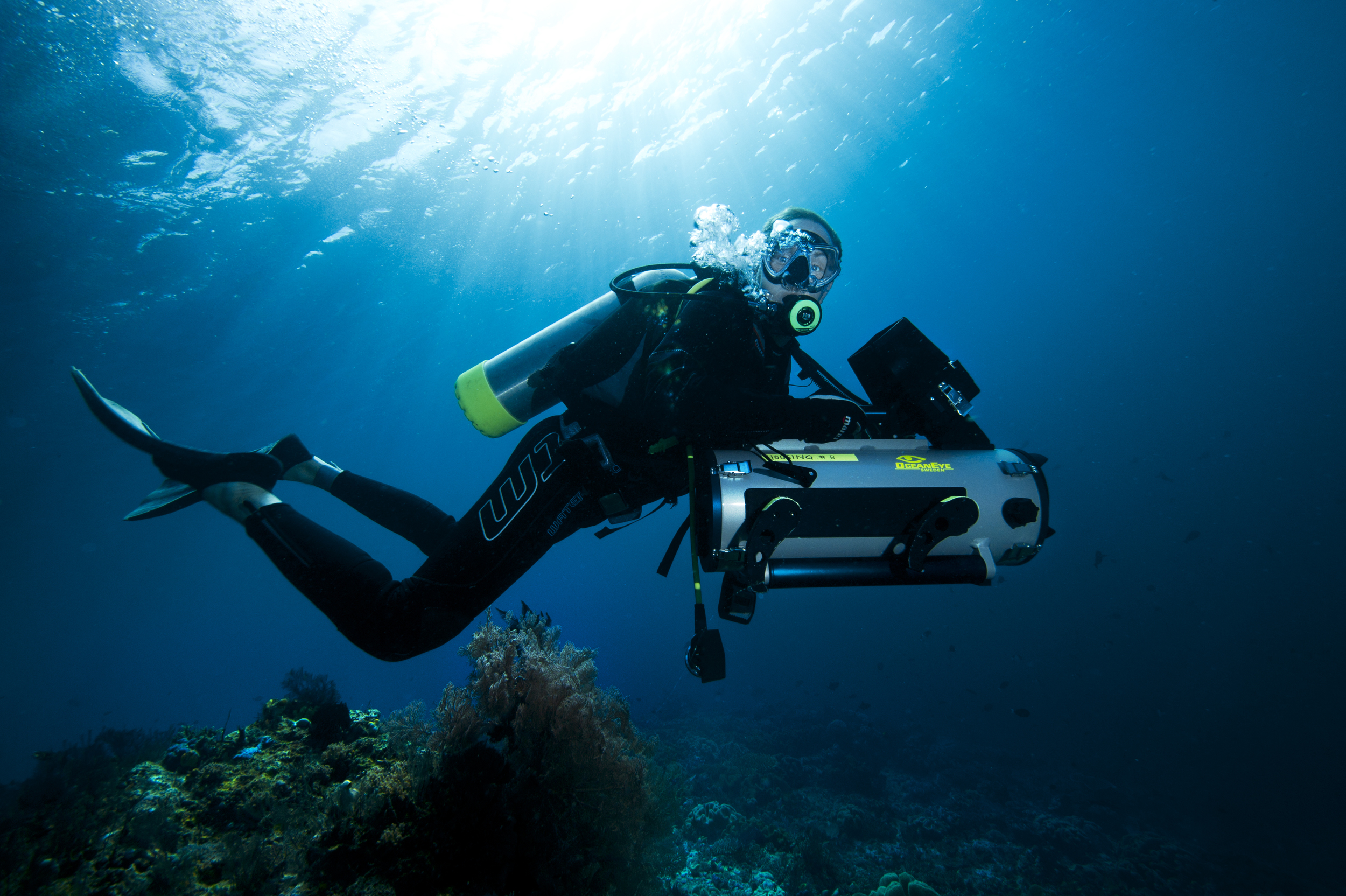 Mattias diving in Indonesia.