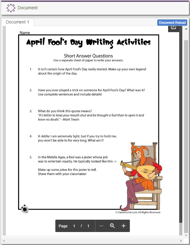 April Fool's Day Writing Activities