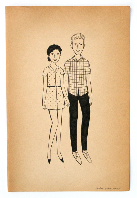 Ink on old book paper.