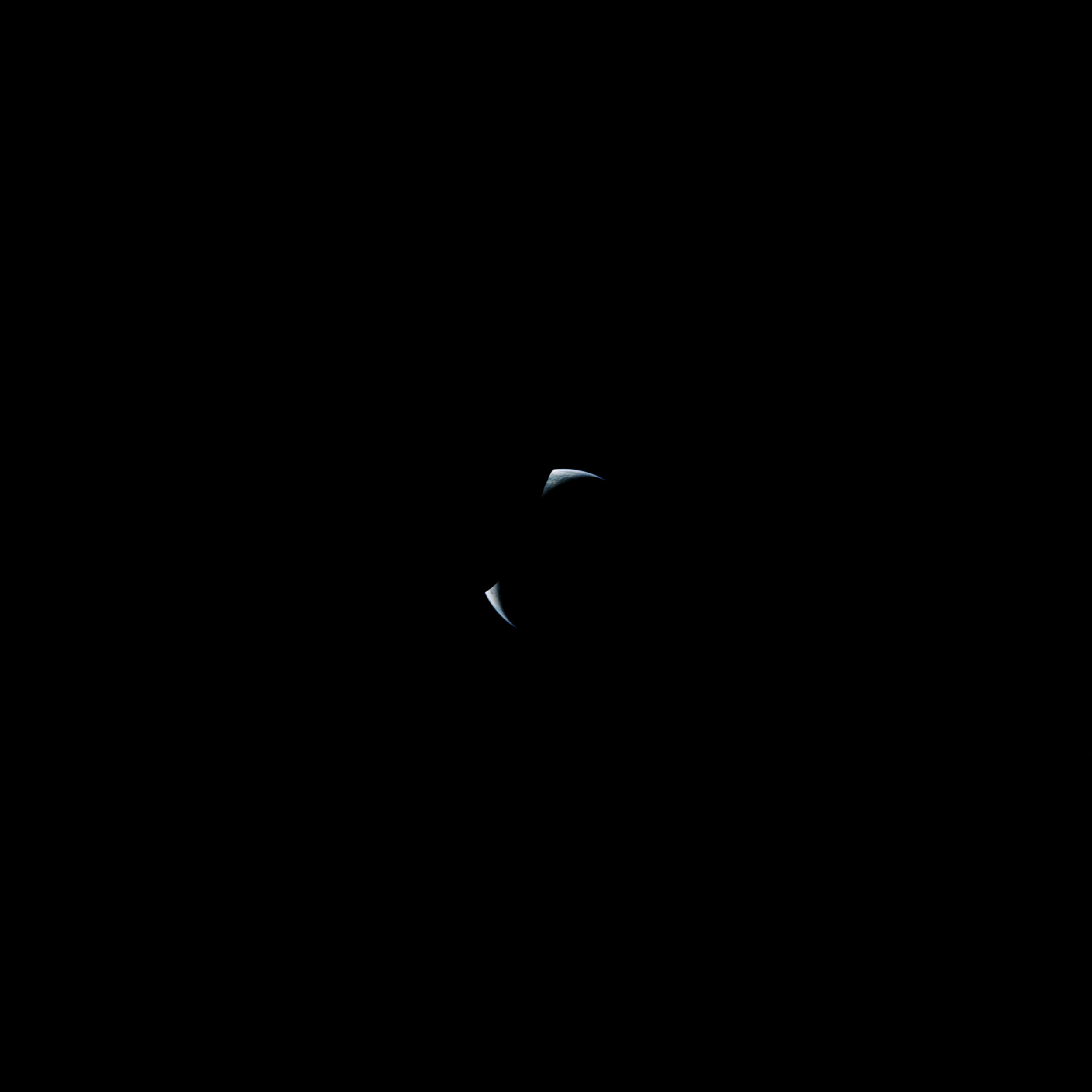  Apollo 17  A rare sequence capturing an earthset. The Earth disappears behind an unlit lunar horizon—consumed in the darkness.   Full Resolution   Date – ~15:25 UTC, 16 December 1972 Lens – Zeiss Sonnar ƒ-5.6/250mm Code – AS17-152-23280 Scan – LPI (