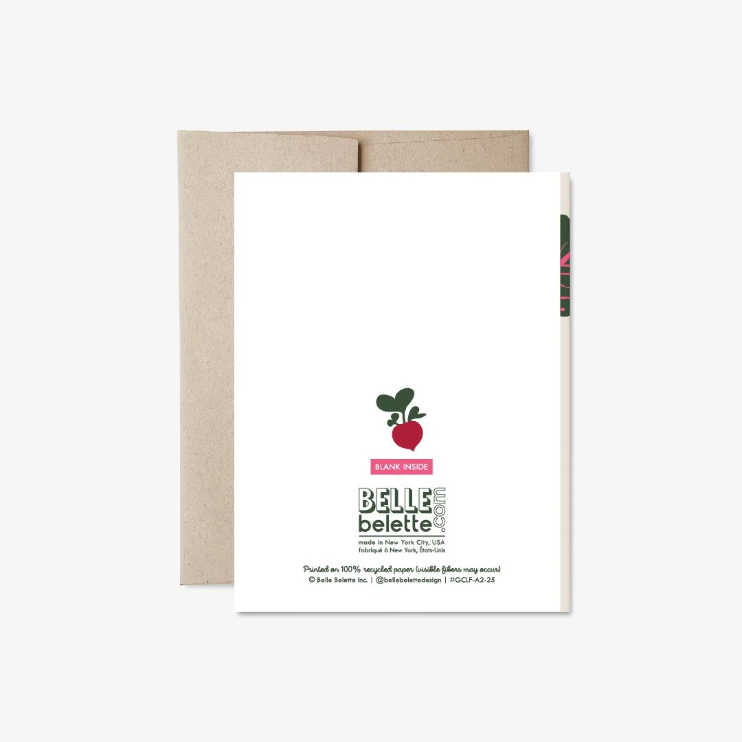 A mini beet on the back of the card as a cute detail