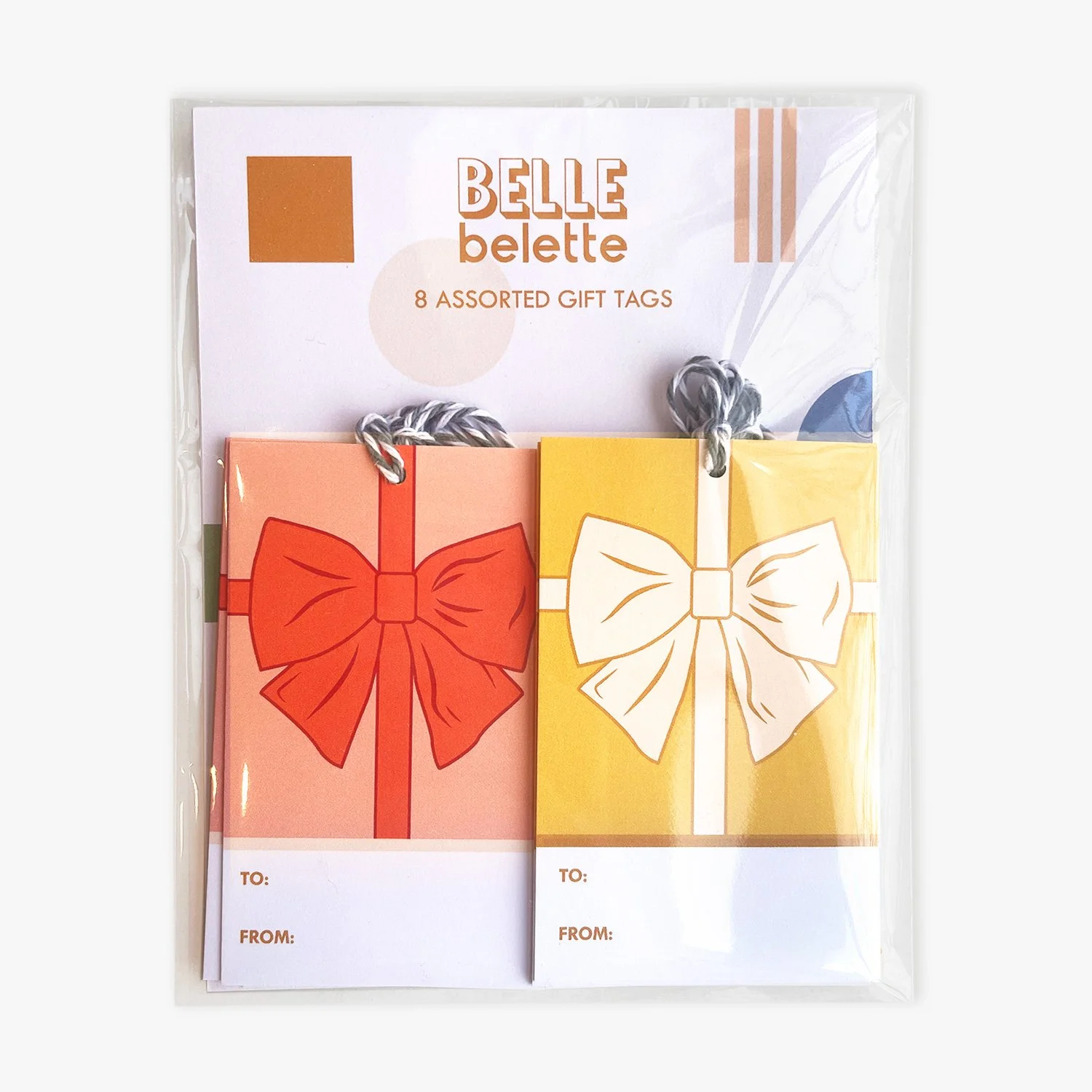 Colorful bow gift tags