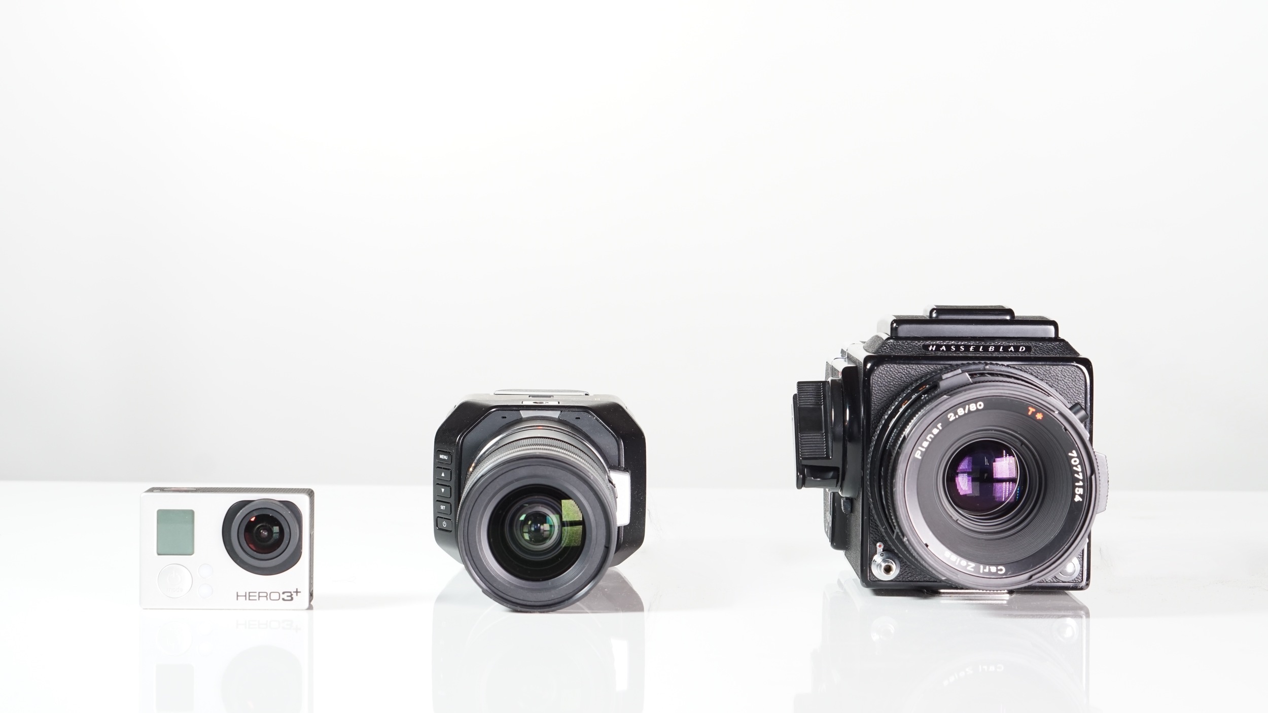 GoPro Hero3+ (mine); Blackmagic Design Micro Studio 4K (courtesy Blackmagic) with Olympus M. Zuiko ED 12-50mm f/3.5-6.3 PZ , Hasselblad 500C/M with Carl Zeiss 80mm f/2.8 Planar (courtesy of KEH )
