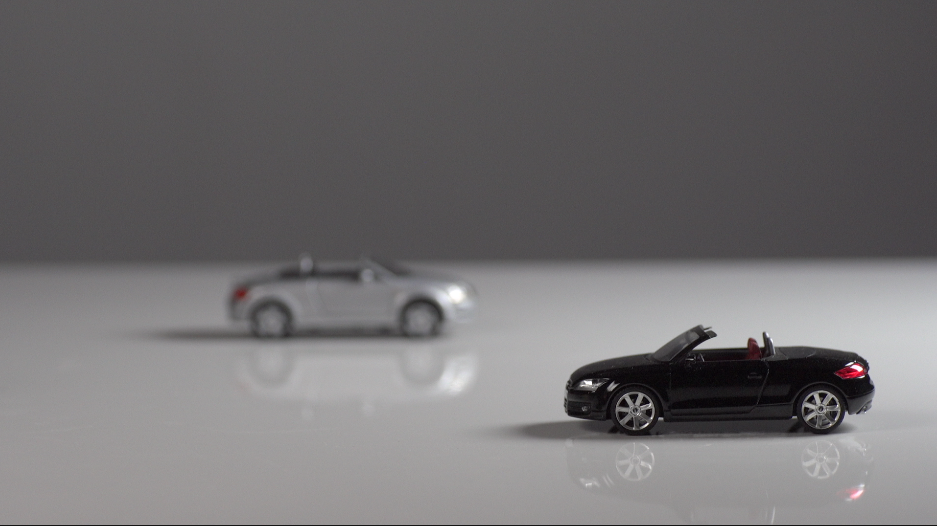 1/43 scale Audi TT roadster first generation on left; second generation on right. Yep, I'm a recovering car guy, too.