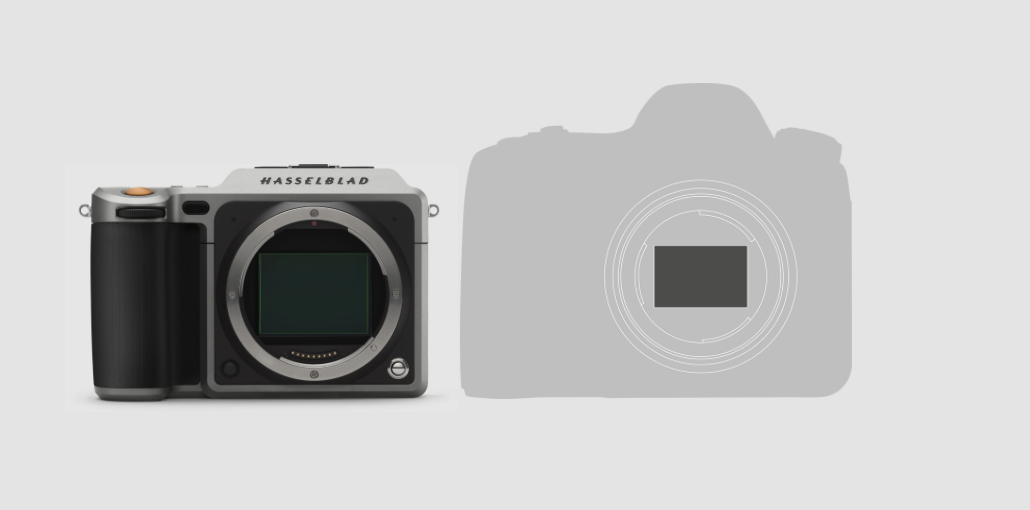 I'm pretty sure that's a Canon 5D in silhouette. The message? Big sensors rule, and Hasselblad has figured out how to put it into a dramatically smaller form factor than the usual DSLR suspects. Subtext: you have an alternative to Canikon. Sub-sub-text: we want new Hasselblad shooters.