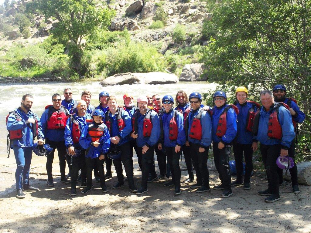 2016 PaulAnn Church "Man Camp" group whitewater rafting in Salida, CO