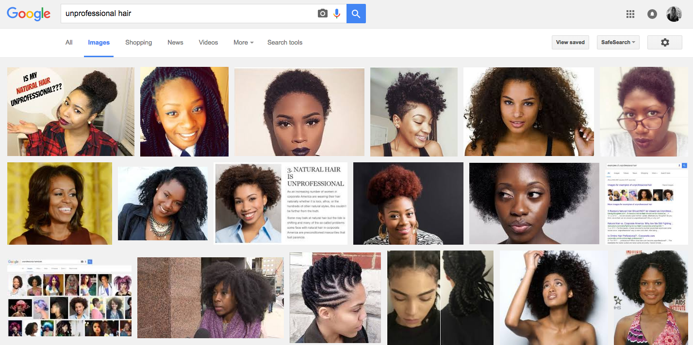 Google images search "unprofessional hair"