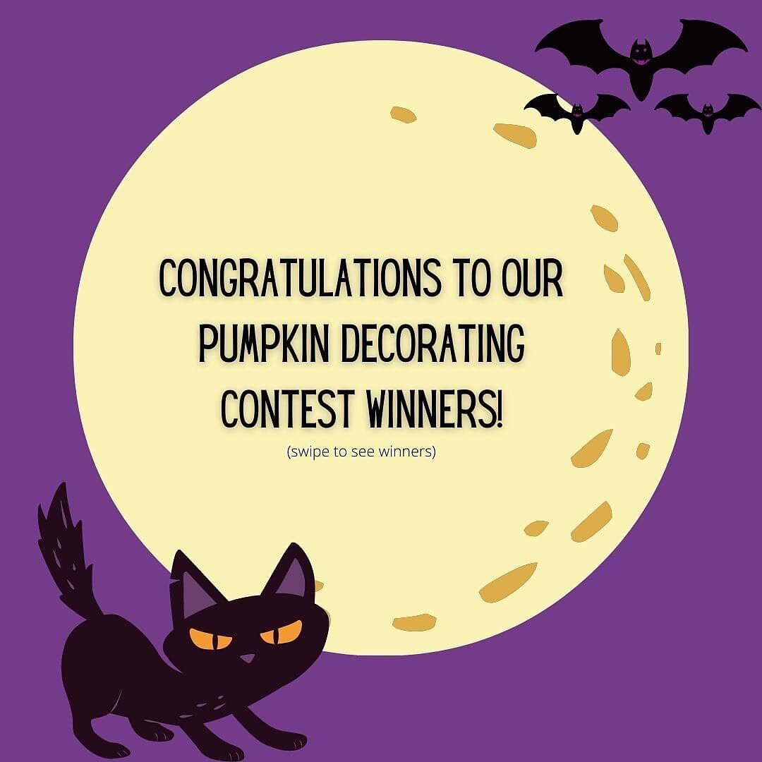 Congratulations to our pumpkin decorating contest winners!
🥇 Dr. Evans (surfer cat)
🥈 Meghan (crocheted)
🥉 April (black cats, witches &amp; bats) 

#keepcamandlovecats #talentedteam #catclinicteam #pumpkindecoratingcontest #spookyseason #cats #art