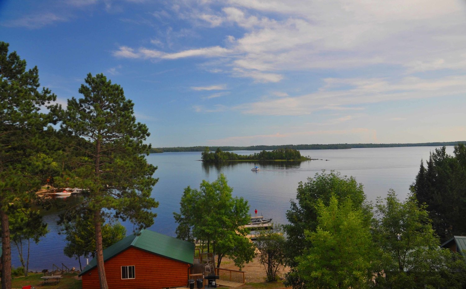 Cabin 22, the White Wolf Lodge, on its perch above White Iron Lake