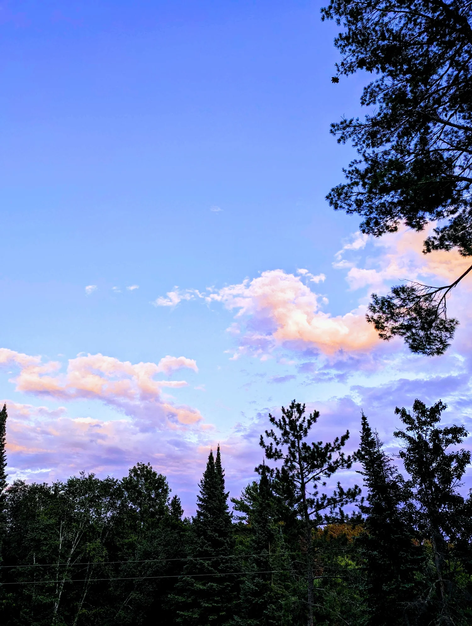Afternoon clouds reflected on the calm lake