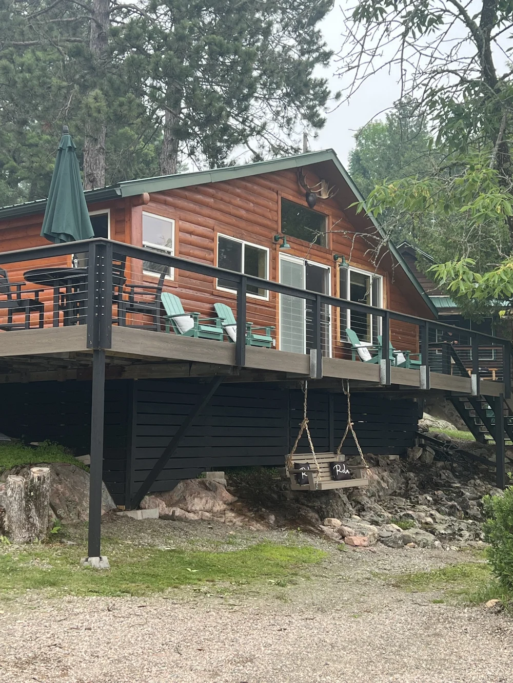 Cabin 17 with its large deck over White Iron Lake