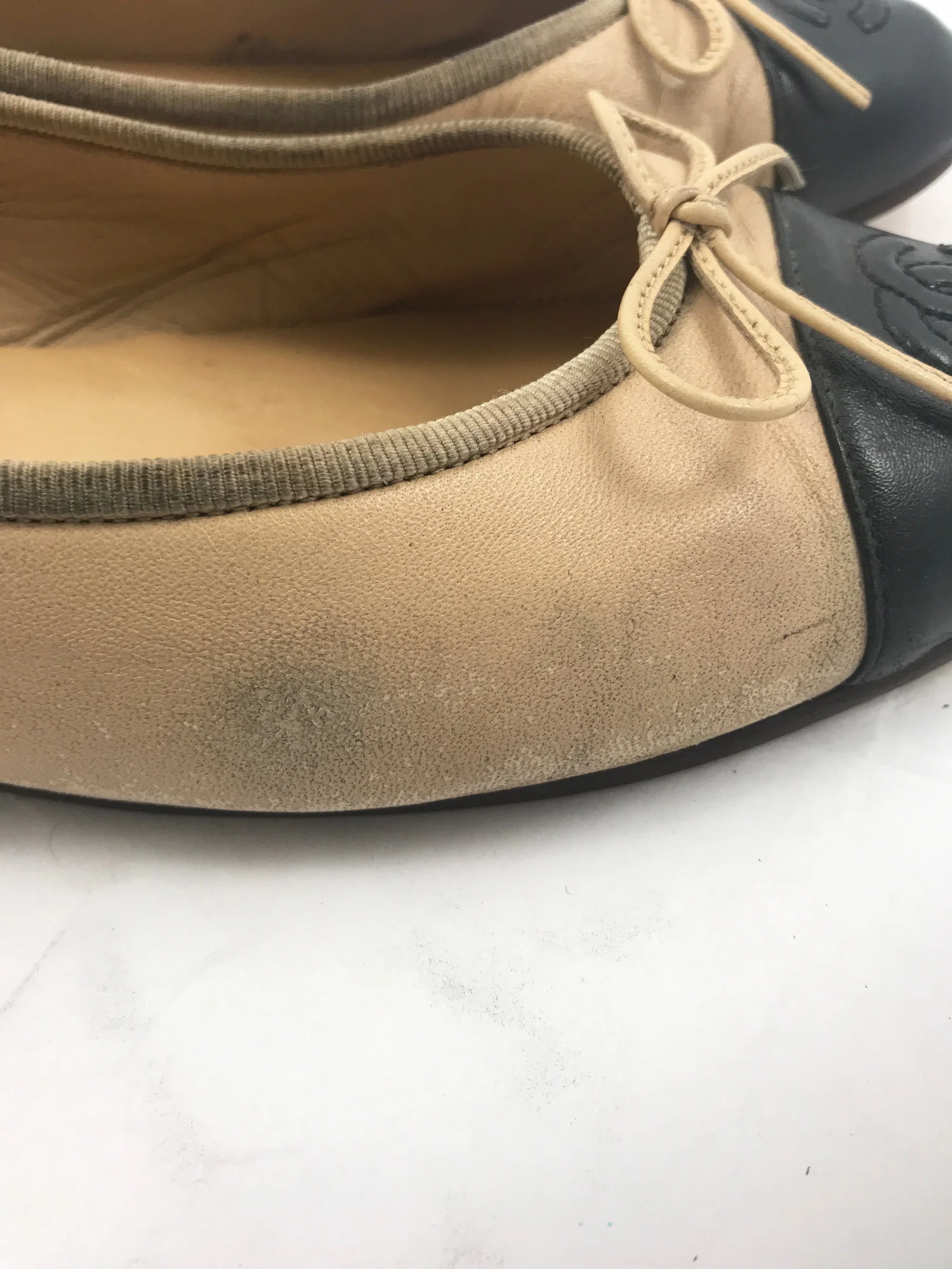 Before Picture: Scuffed Chanel Flats