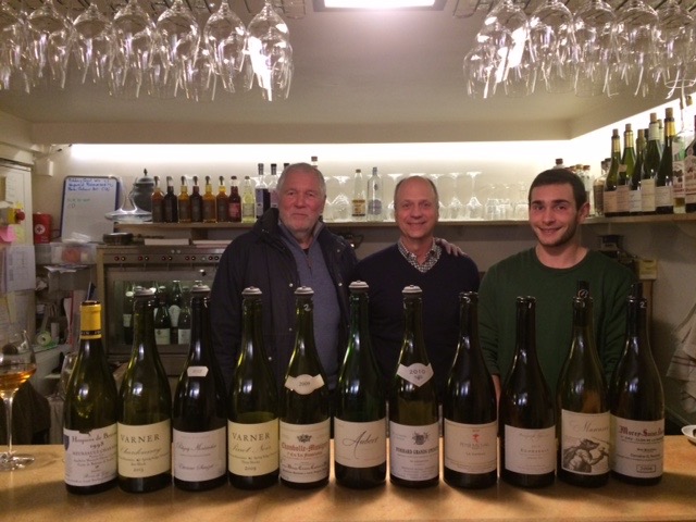 The after tasting lineup with Gérard Pantanacce (Café du Passage), Jim and Marin from L'Ambassade.