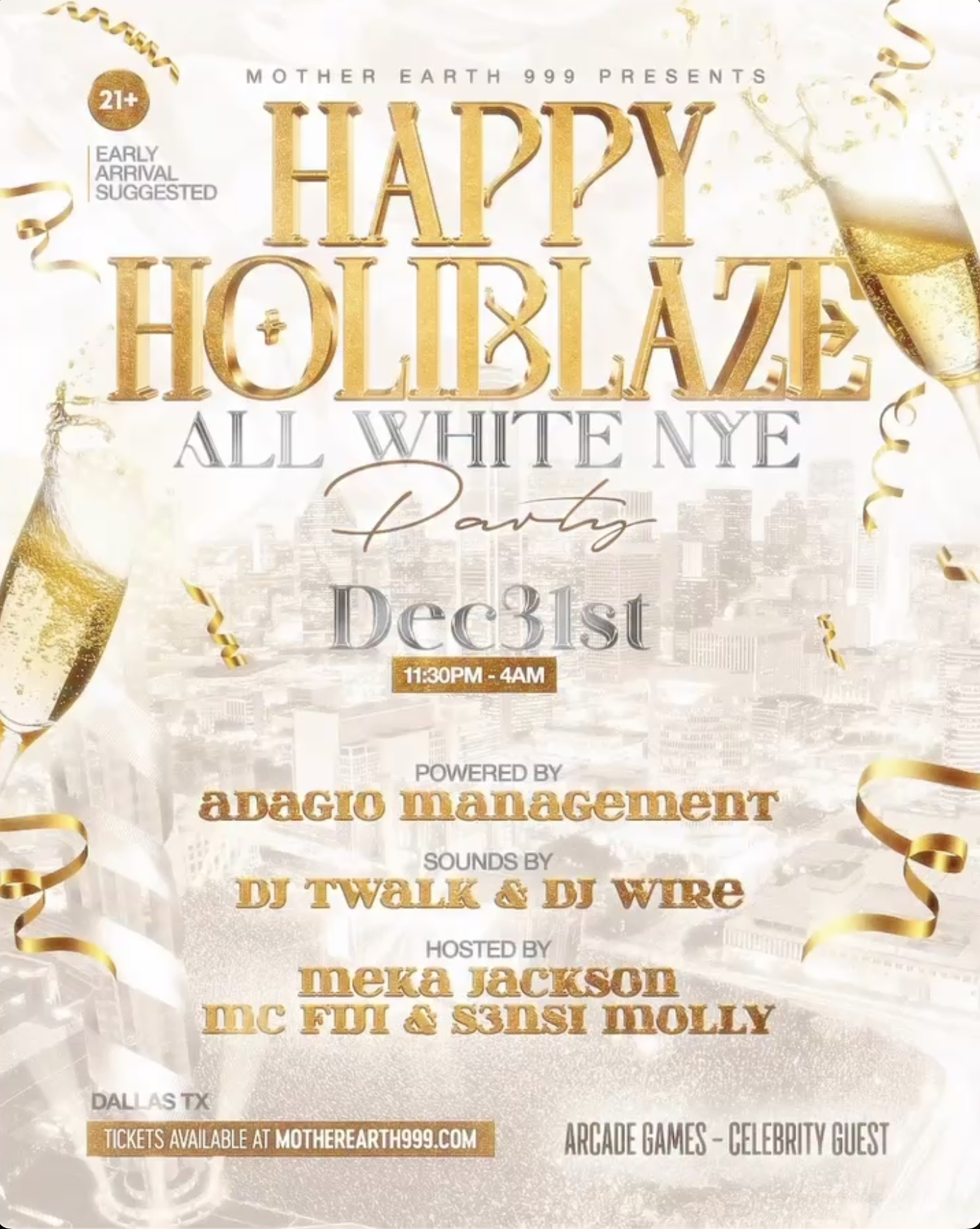 NYE ALL WHITE ARCADE SMOKE OUT