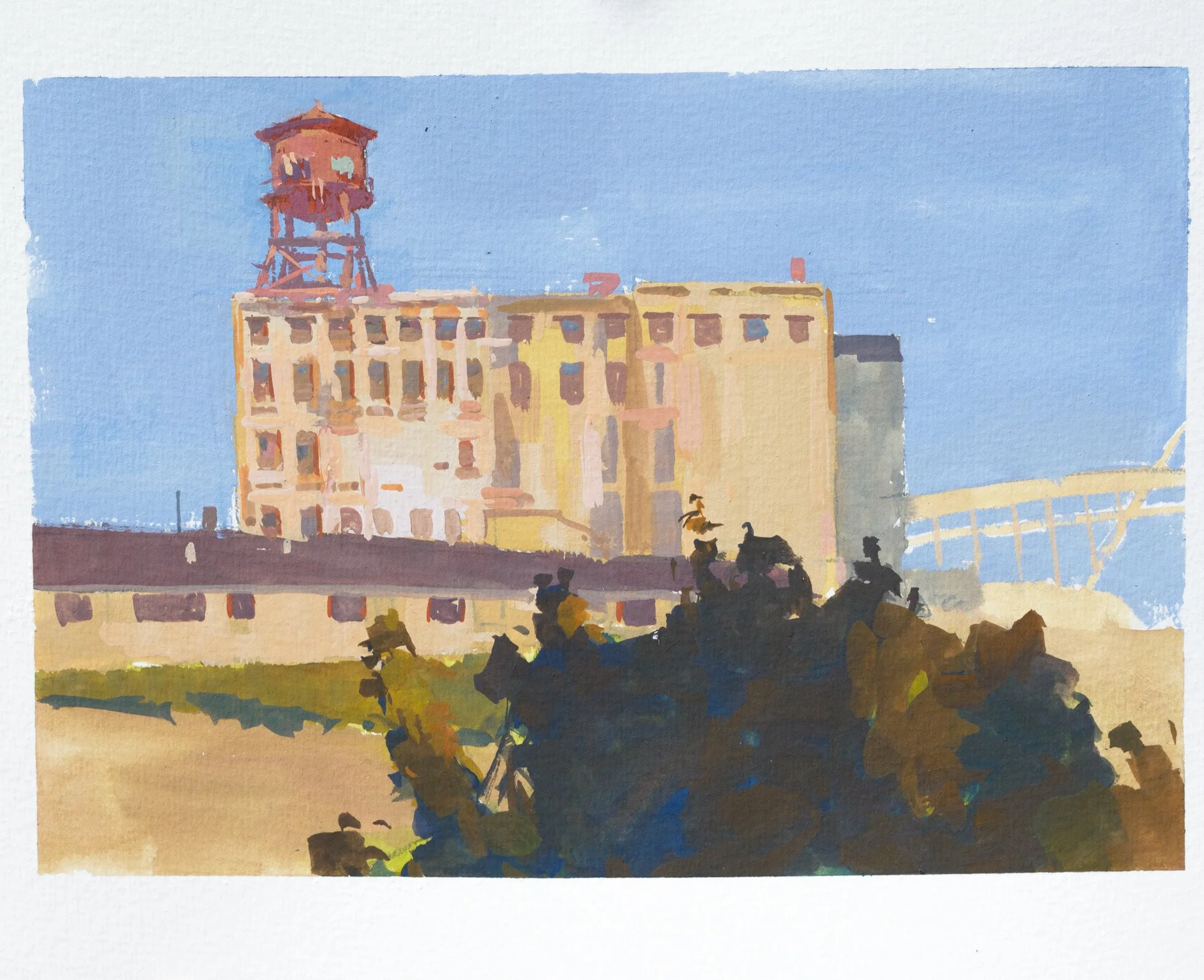 Albers Milling Portland, gouache on paper