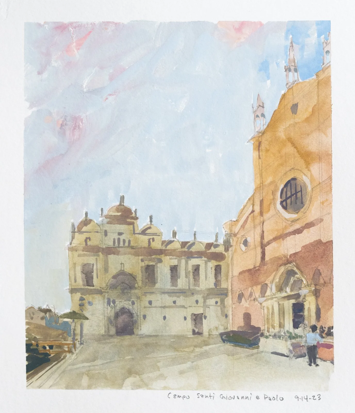 Campo Santi Giovanni e Paolo, gouache on paper