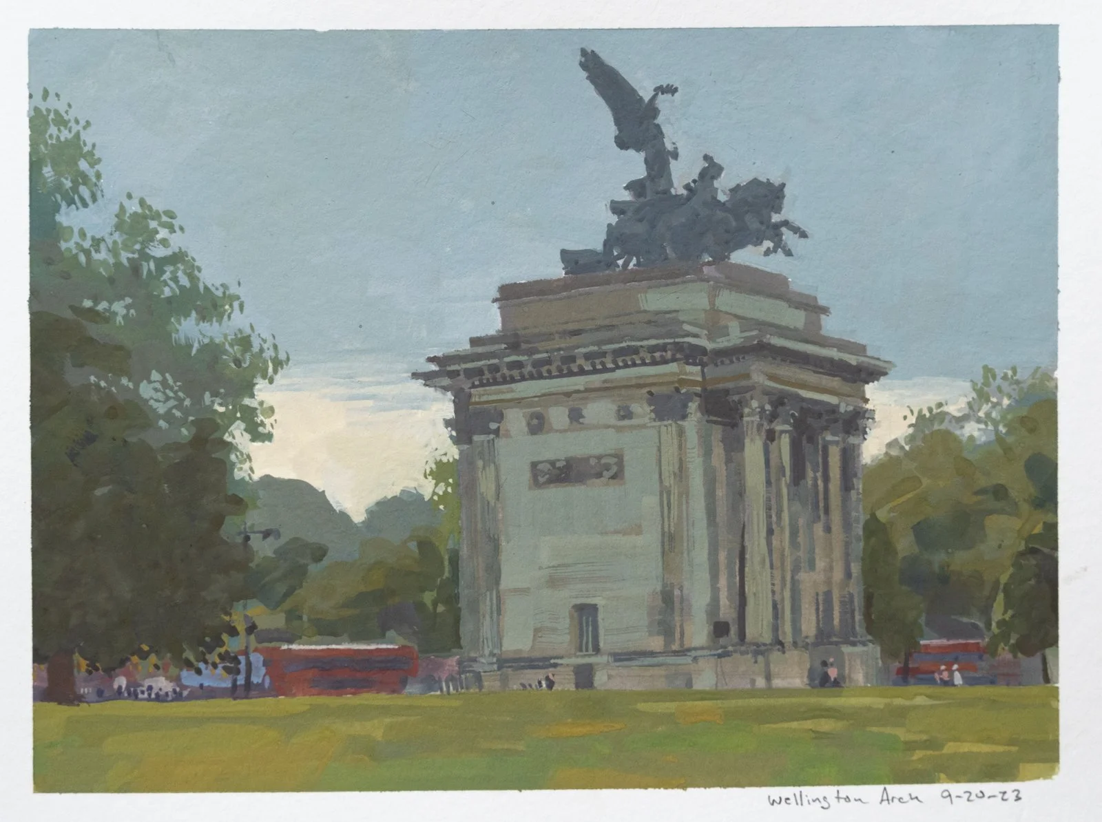 Wellington Arch, gouache on paper