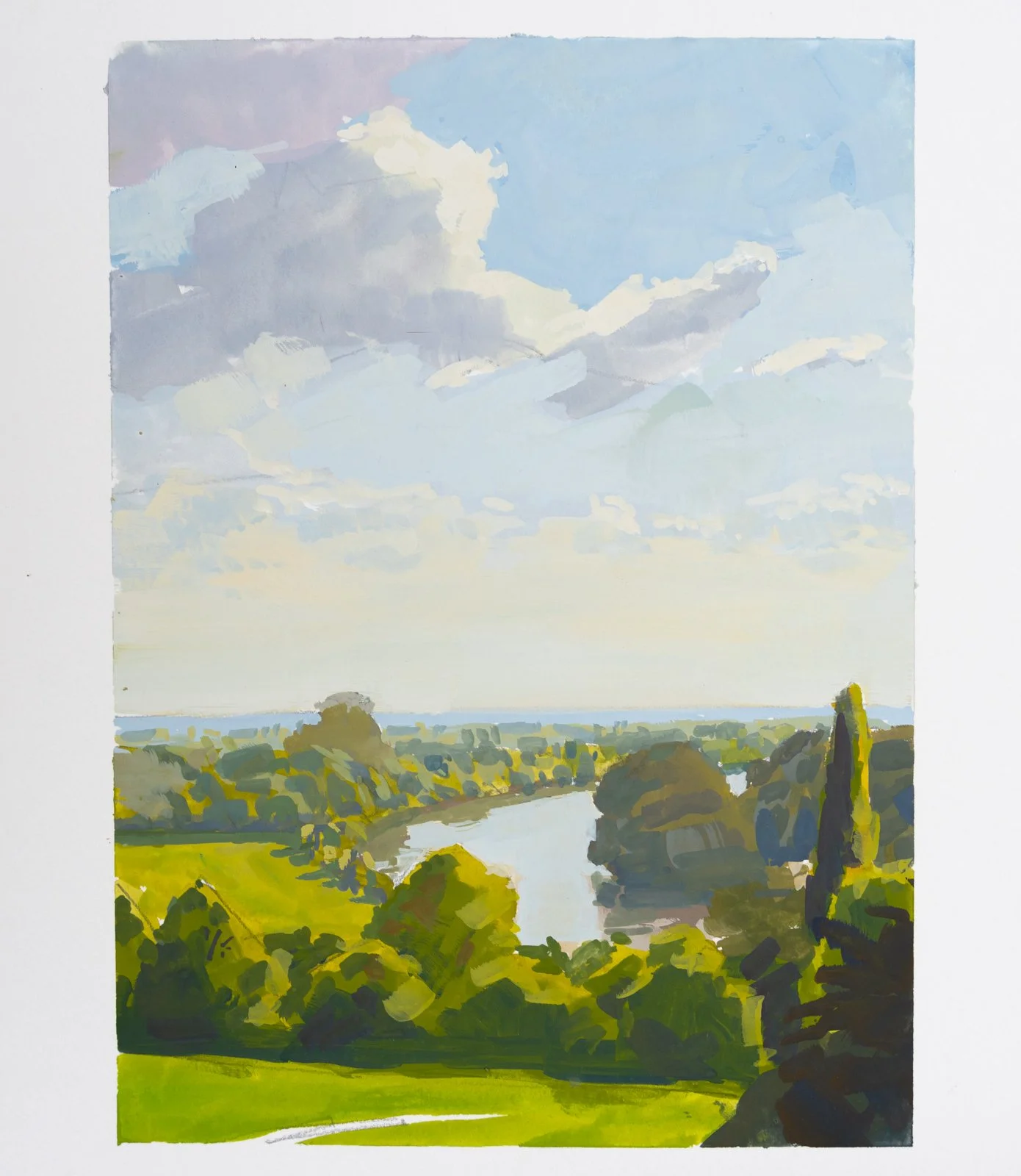 Richmond Looking South, gouache on paper
