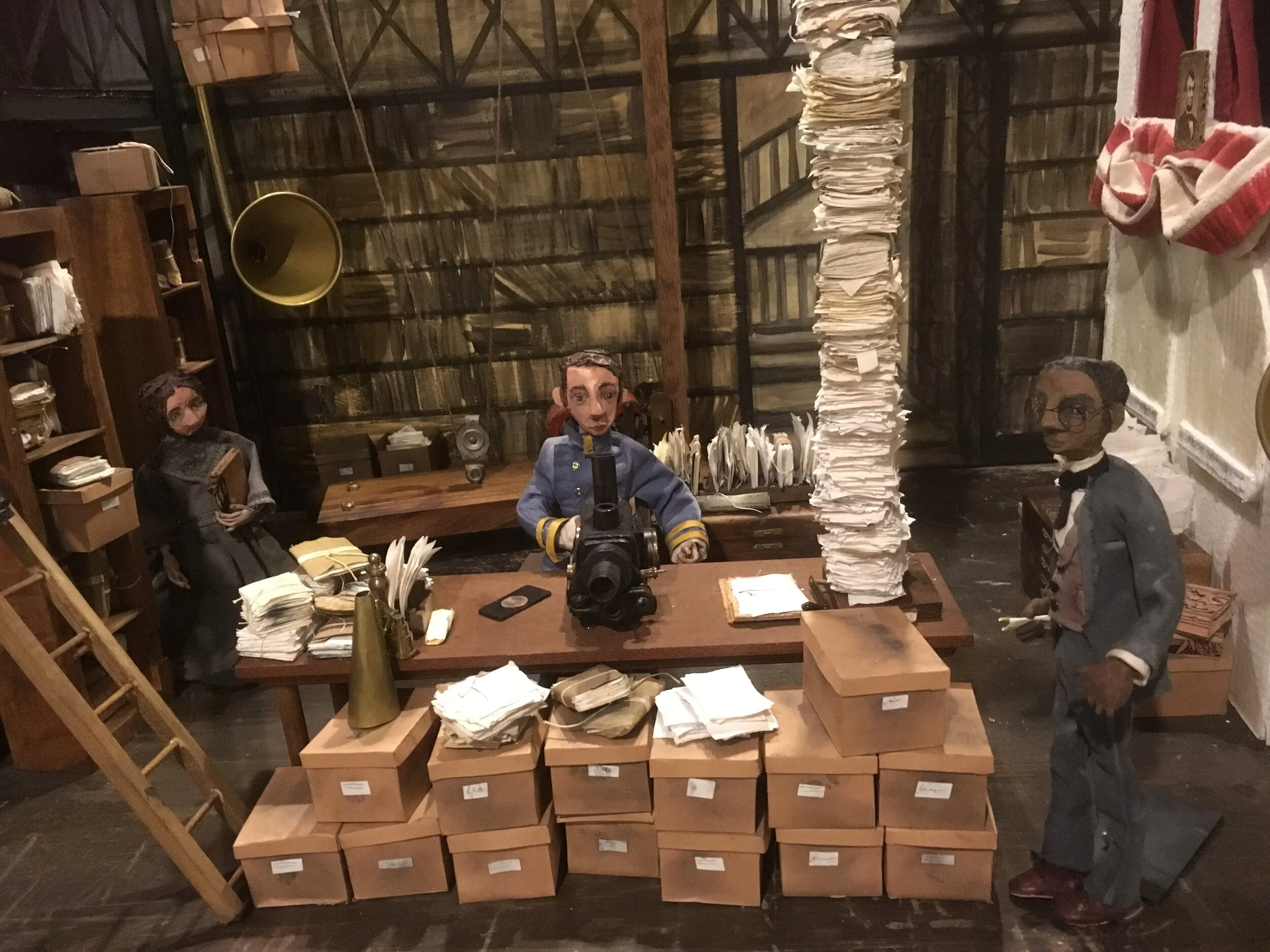 War Dept. characters Clara Barton, William T. Clark, and William T. Friedmann