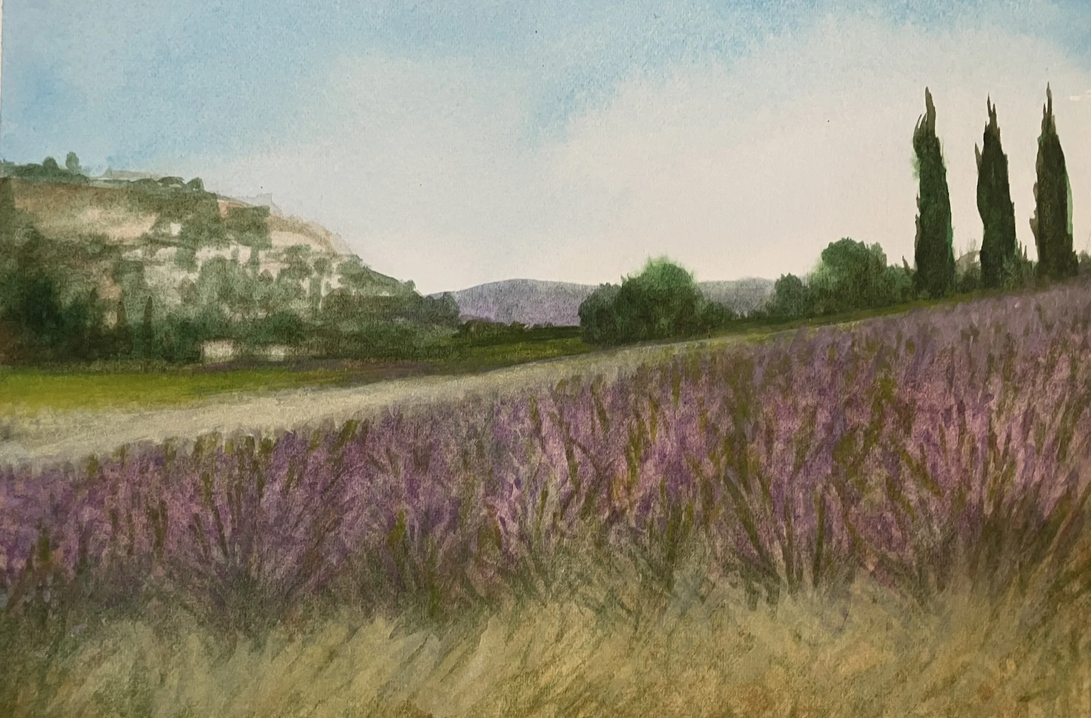Watercolor study: Luberon, France