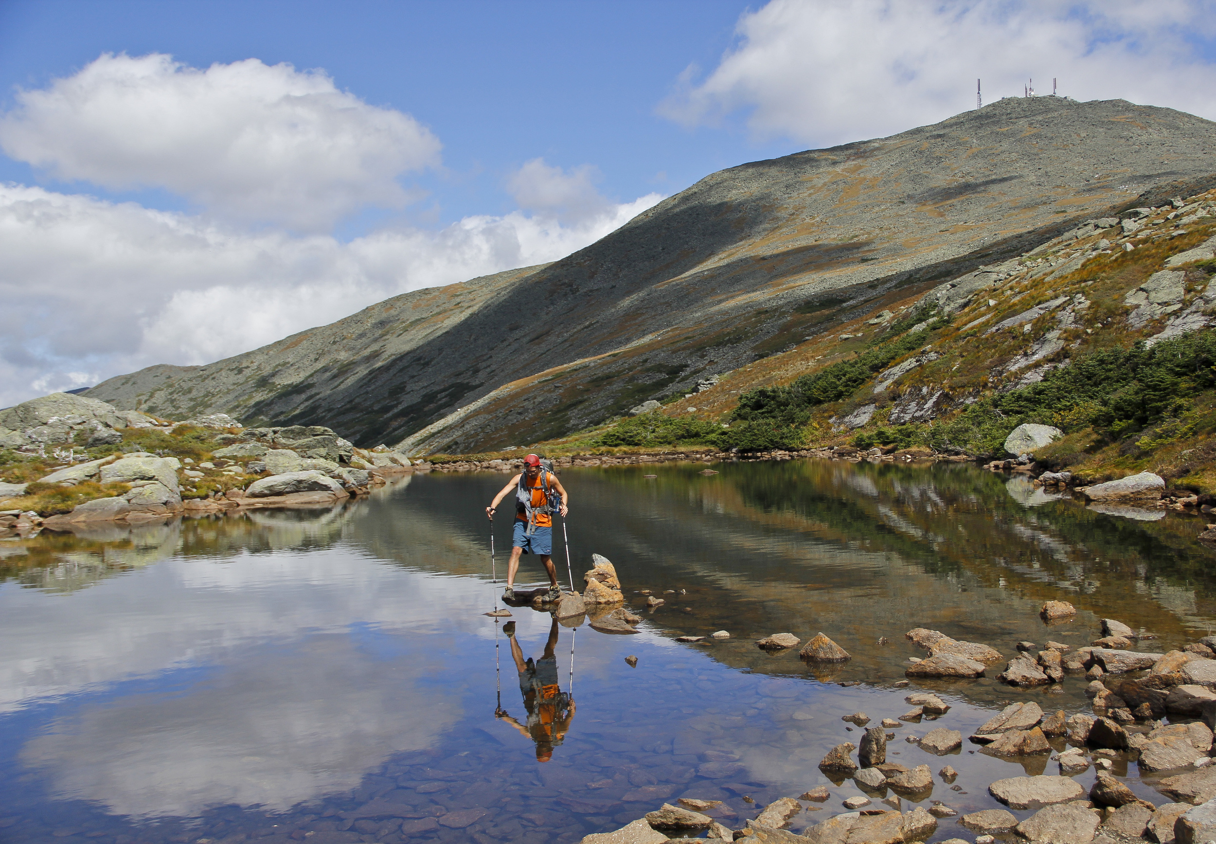 Rock hopping on the Lake of the Clouds, below Mt. Washington.