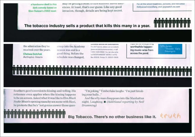  Bodies lined the bottom margin of every page through the entire magazine. 
