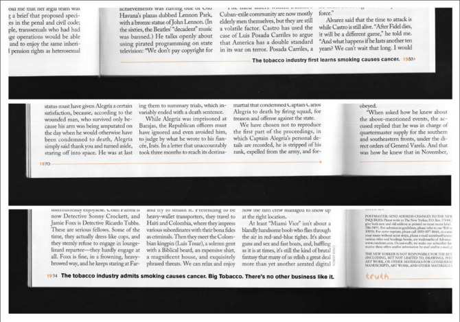  To resemble a timeline, the number 19 was placed infront of each page number in the publication. 