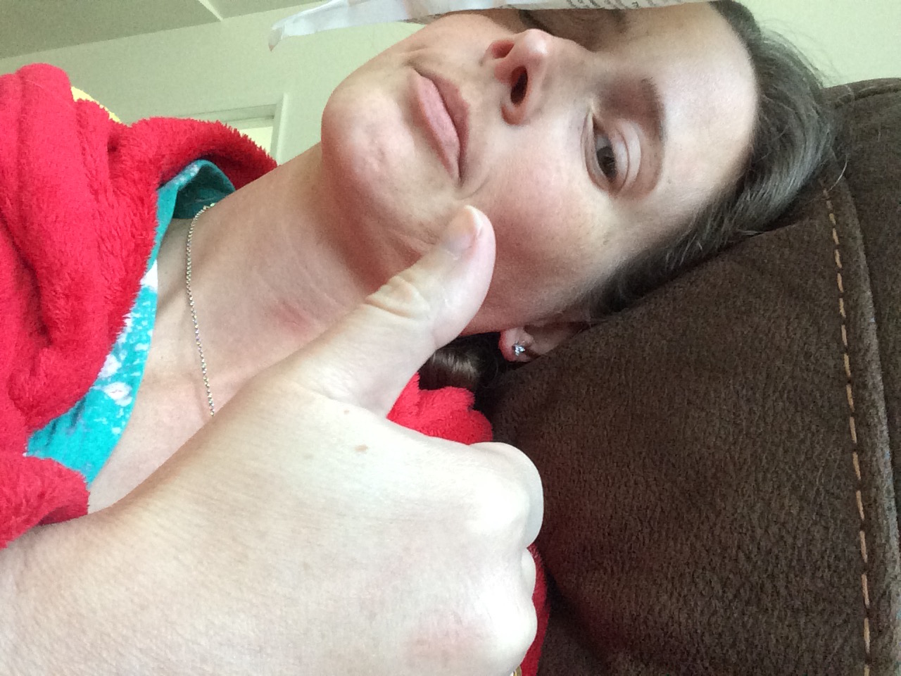 Full on pain, yesterday. I slept for over 18 hours of the 24 yesterday. How did I do this, with a husband out of town for work? People. Kind people. A neighbor played with my son. A different neighbor picked him up from school. Someone else came and helped me with my medication. Kindness. This is what sickness looks like; and it's what kindness looks like. I have been in a bad pain cycle for a few weeks and haven't been able to break out of it. The only thing that helps is pure, unbroken sleep. So, I slept. And slept. And slept some more. Like the pretty ice pack on my head?