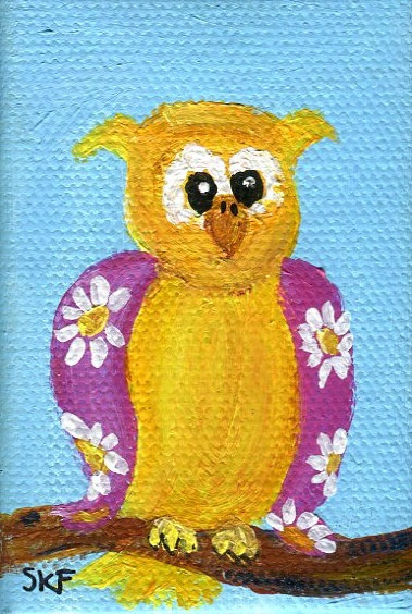 I think anyone who paints or draws has a modicum of talent, but this woman inspires me to actually start an Etsy store, because, well, if she can, I can. This painting, in particular of this woman's speaks to me so much, I'm tempted to buy it. What is she trying to say with it? What's her message? Are all animals one in the same? Are owls also pigs, and therefore flowers? Is all nature, all nature? 