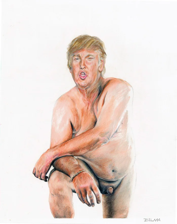 Don't you wish you could unsee this? I know I do. Illma Gore made this "awesome" painting, and since had to hide from numerous death threats for giving him a (probably accurate?) micropenis.
