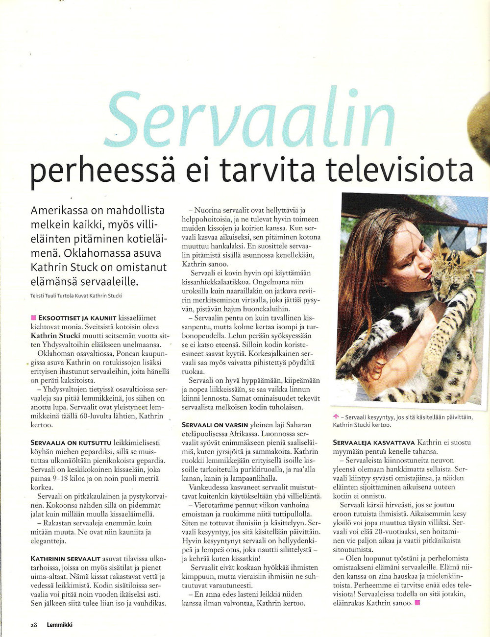 Lemmikki Magazine about A1Savannahs