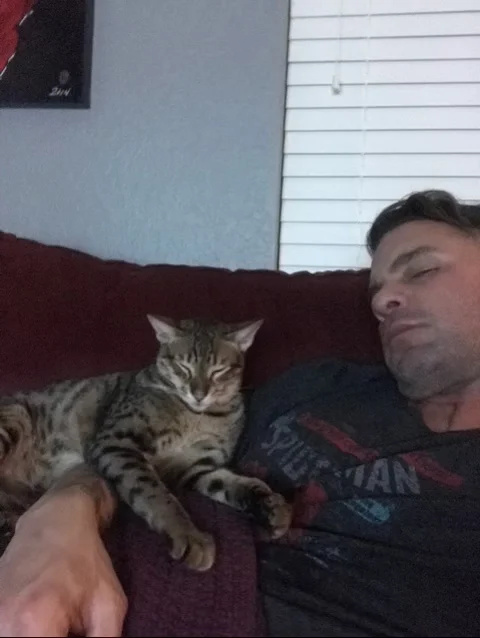 A1Savannahs F5 Beaux fast asleep with dad