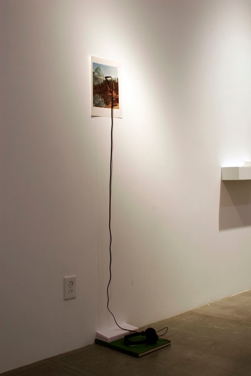 everything goes as if it is always away, 2009 3min, found lithograph print, book, headphones, audio, letters