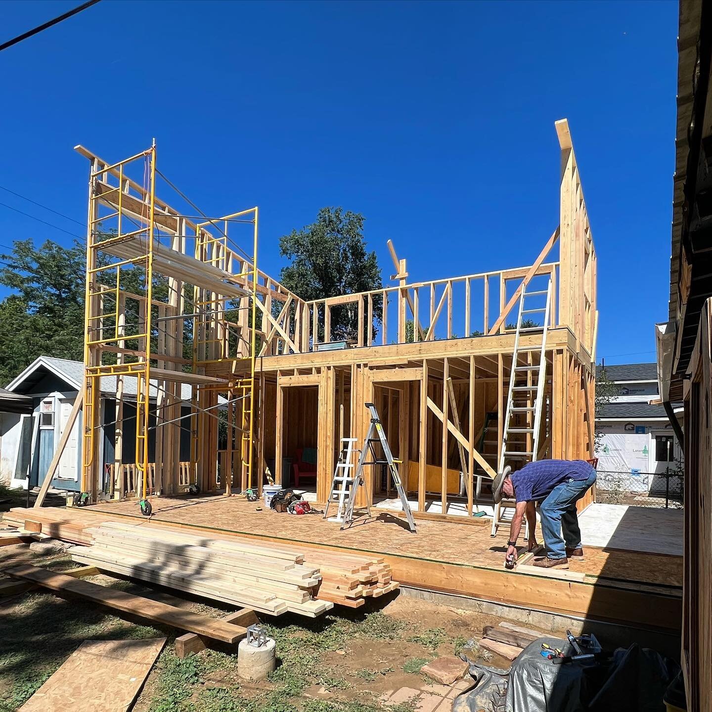 Tall walls are rising at the Art House Addition! We are excited for the double height space and loft!