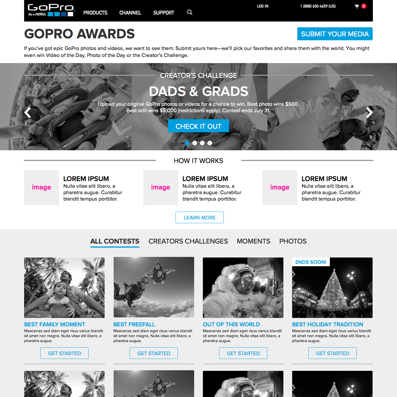2015: GoPro Awards - Wireframe Concept