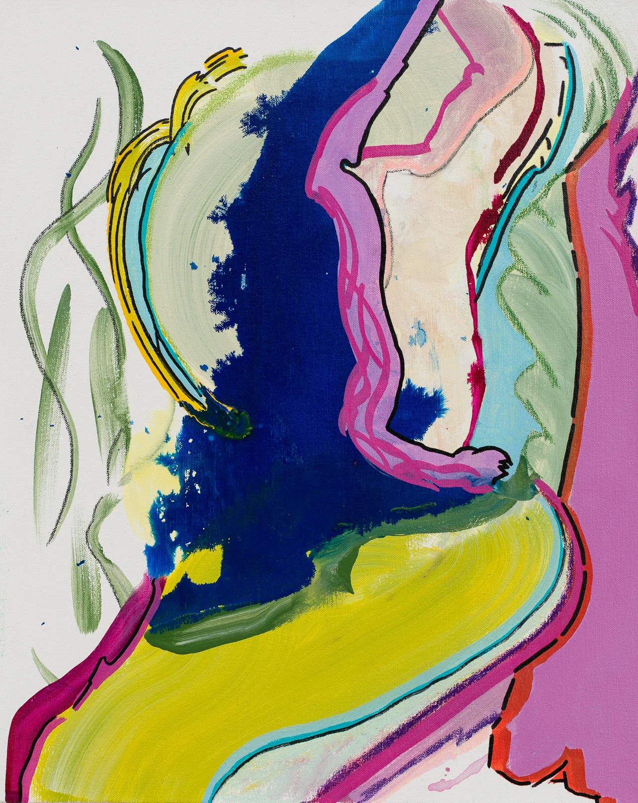 Spin Me Around Until I Forget the Concept of Time , 2018 20 x 16 x 2” Acrylic, enamel, pastel, charcoal and marker on canvas