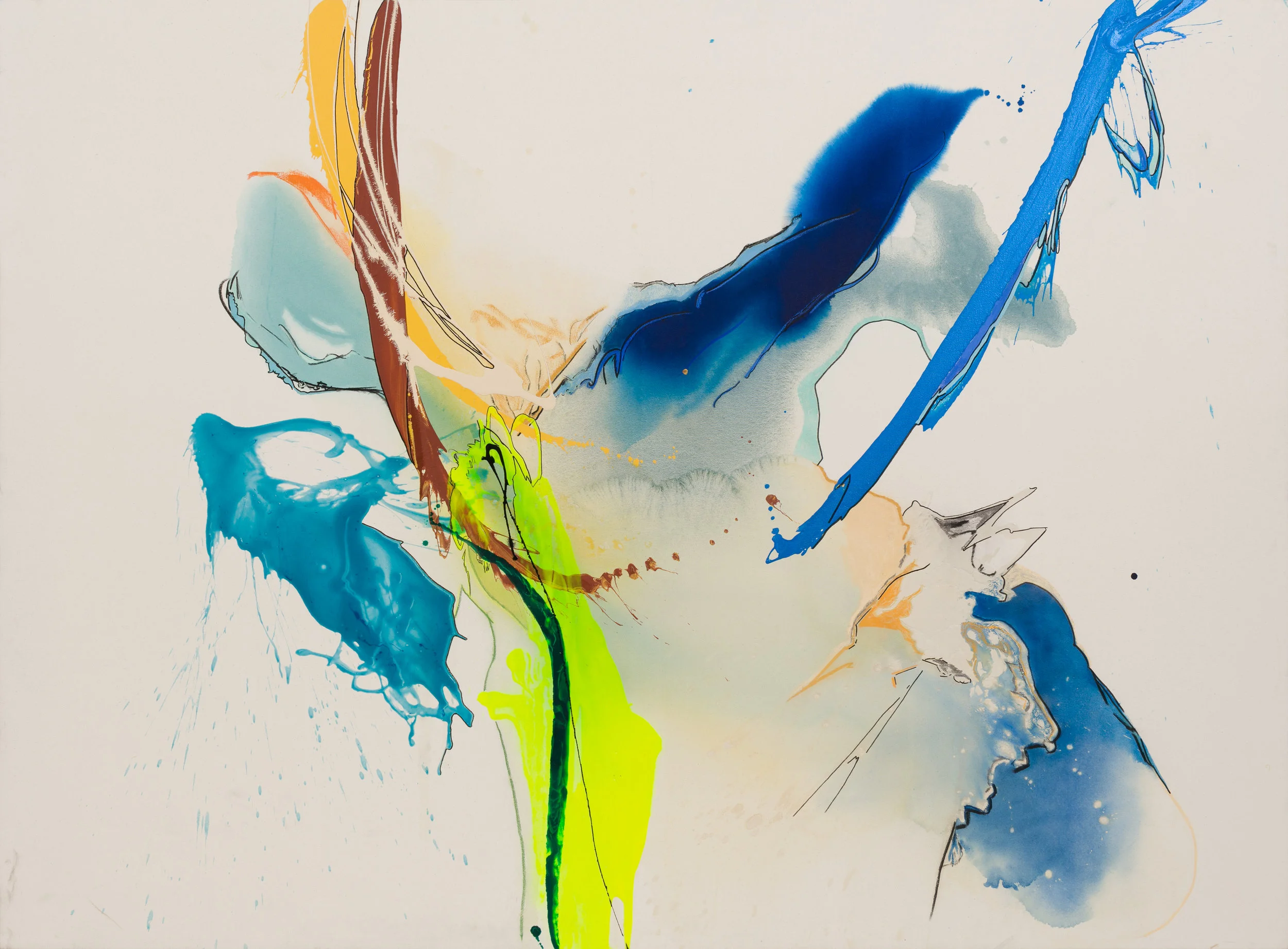 A Return of Gesture , 2016 72 x 96 x 3” Acrylic, enamel, pastel, charcoal and marker on raw canvas
