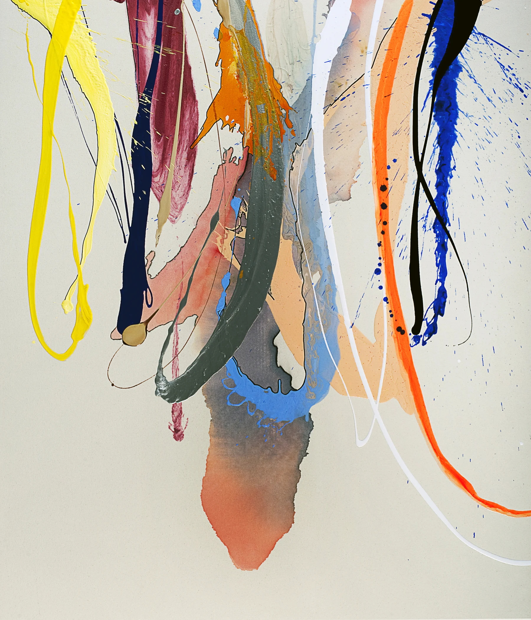 Forceful and Unpredictable, 2013 72 x 60 x 3” Acrylic, enamel, pastel, charcoal and marker on canvas