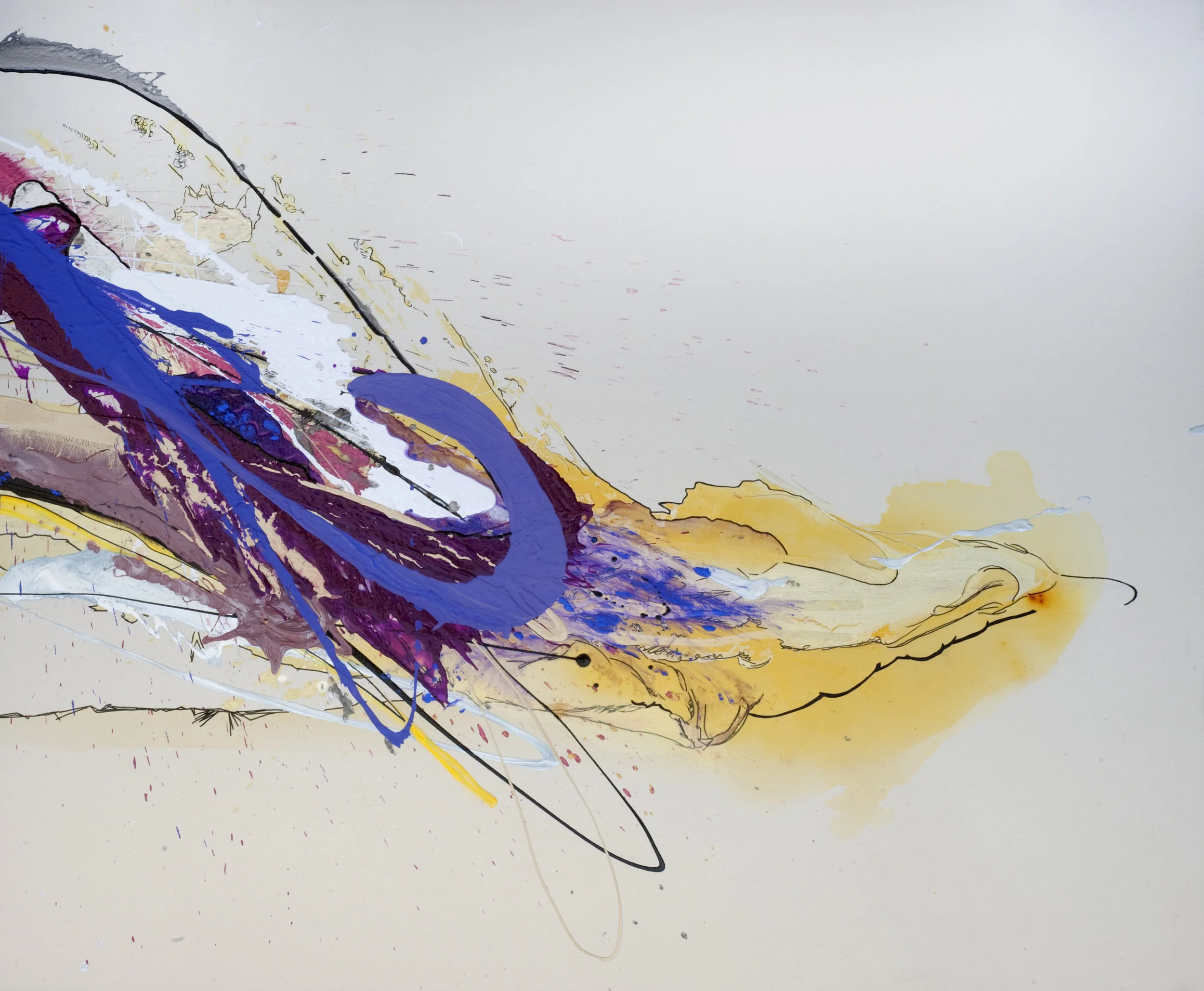 Where Are We Moving , 2012 60 x 72 x 3” Acrylic, enamel, pastel, charcoal and marker on canvas