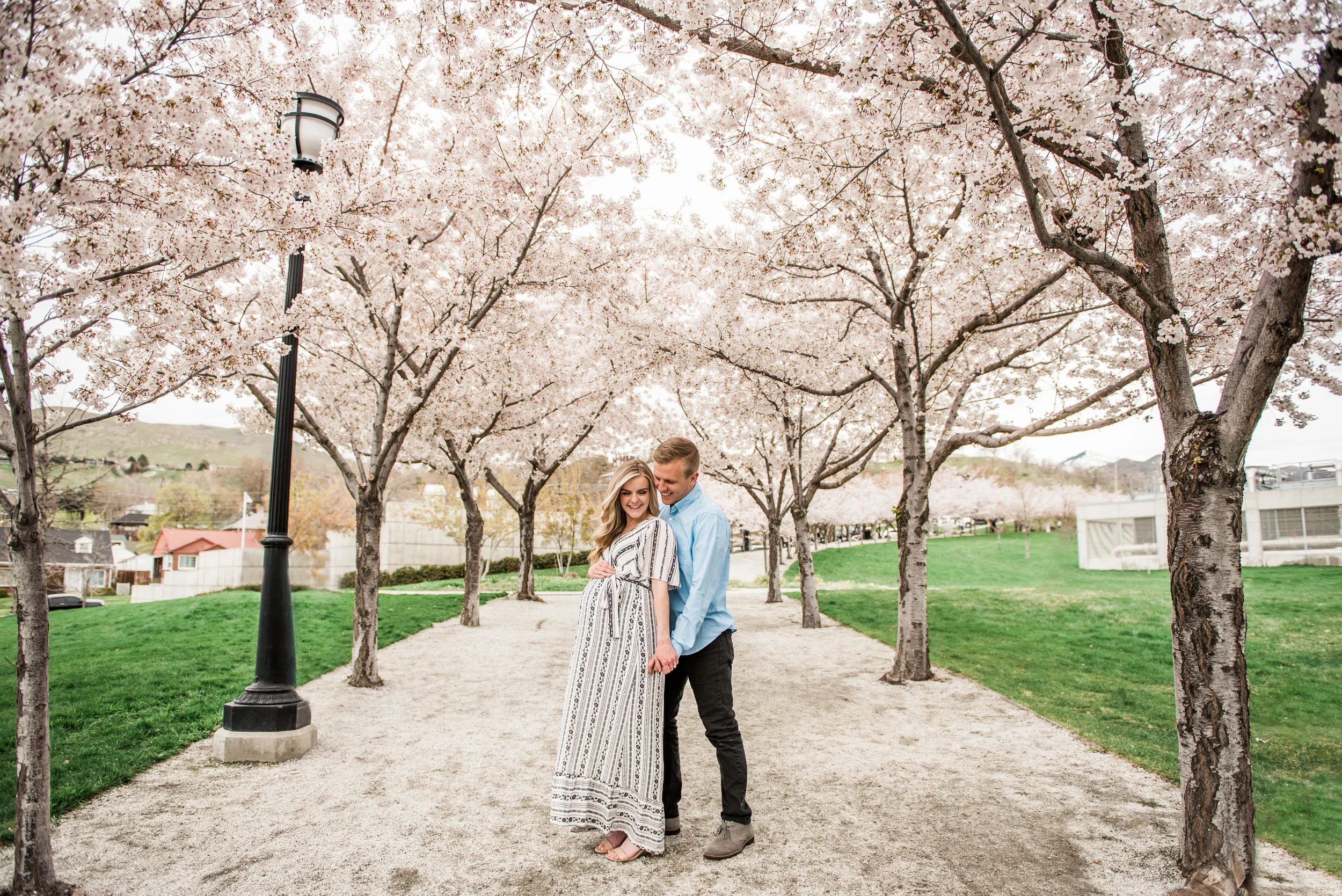 Mylie &amp; Jake Maternity Portraits at the Utah State Capitol Blossoms