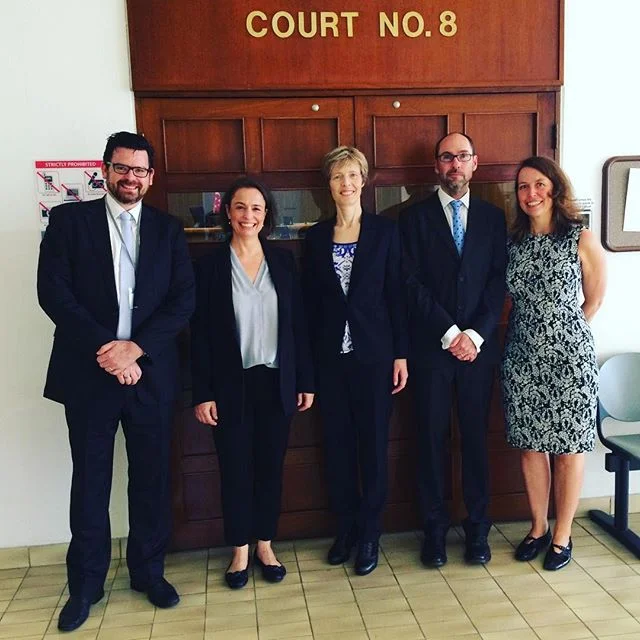 Australian advocacy coaches: Gail Archer (WA), Peter Quinlan (WA), Christopher Whitcutt (Sth Africa), Chris Koch and Lucy Cornell teaching at the intermediate advocacy course in Singapore hosted by Samuel Chacko of Legis Point Singapore and the Singapore Law Society