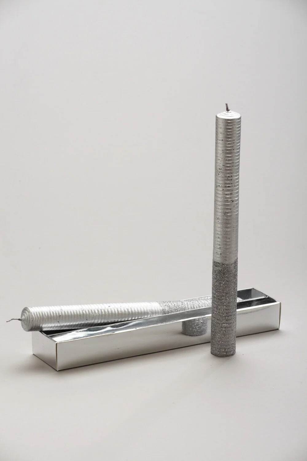 Silver and Glitter Taper Candle.JPG