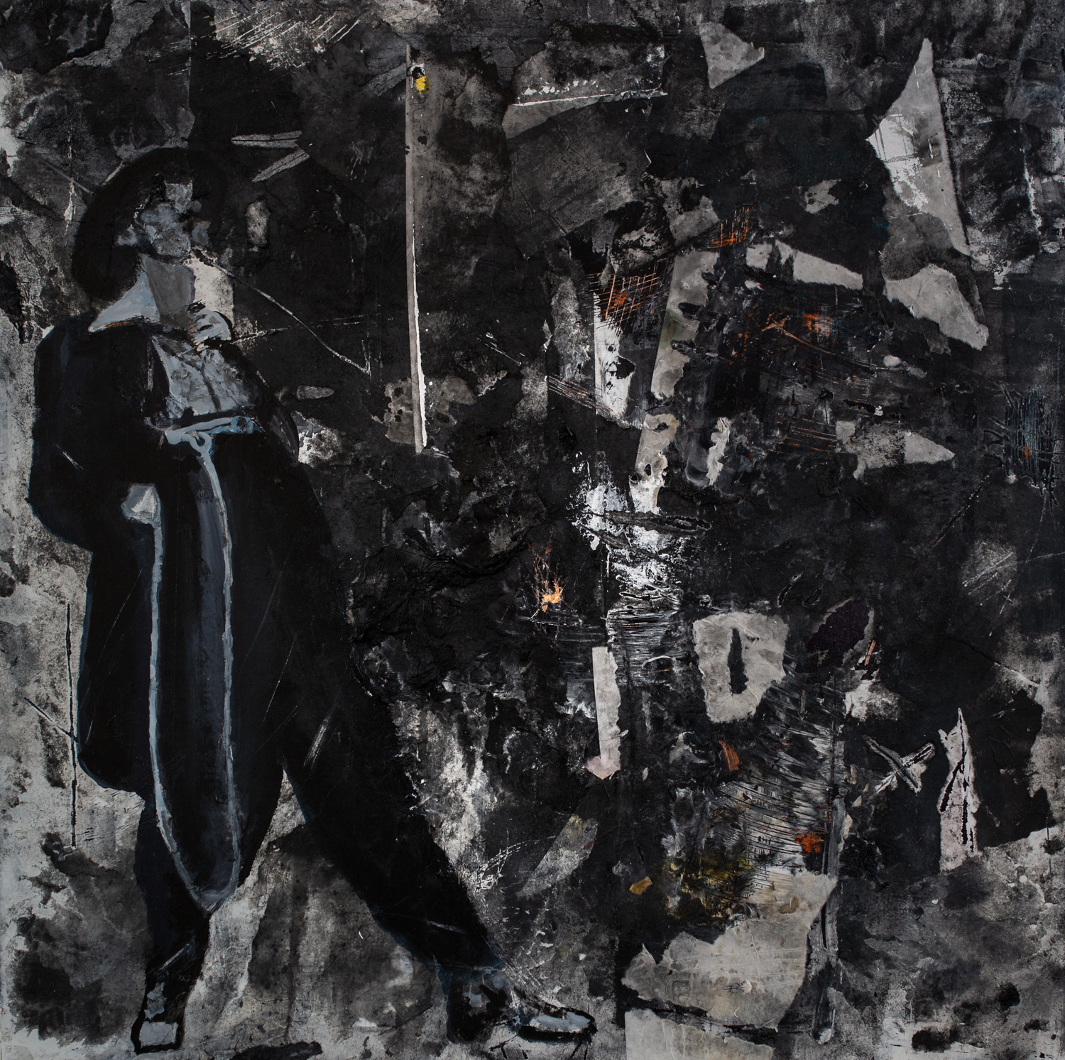 El Suave Acrylic pigments on Canvas and Japanese Paper 40 x 40 Inches 2019